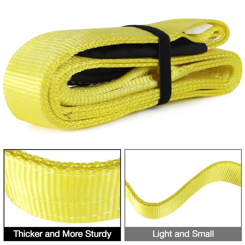 sumpluct Lift Sling Straps,3" x 8' 2-Ply Heavy Duty Flat Eye Lift Sling,Flat Eye Polyester Lifting Straps Tree Saver Recovery Strap Web Sling Rigging Securing Moving Tow Hoisting Gear Straps Kit 18000lb - Image 4